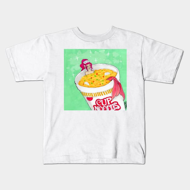 noodle mermaid Kids T-Shirt by Beelixir Illustration